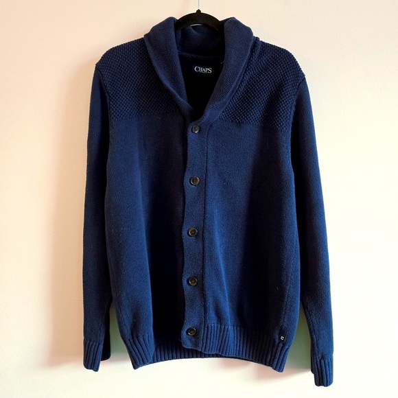 Chaps Sweaters - CHAPS I M Cotton Shawl Collared Cardigan I navy blue